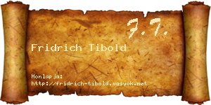 Fridrich Tibold névjegykártya